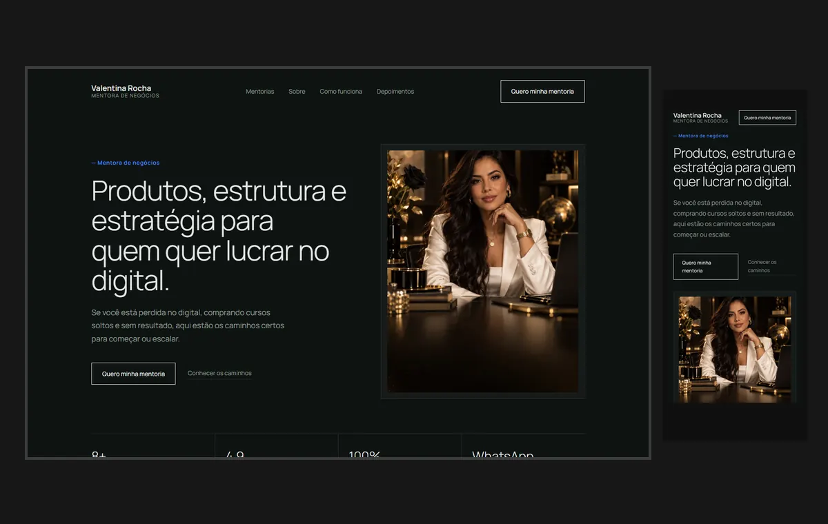 Site de mentoria no modelo Clean Grafite