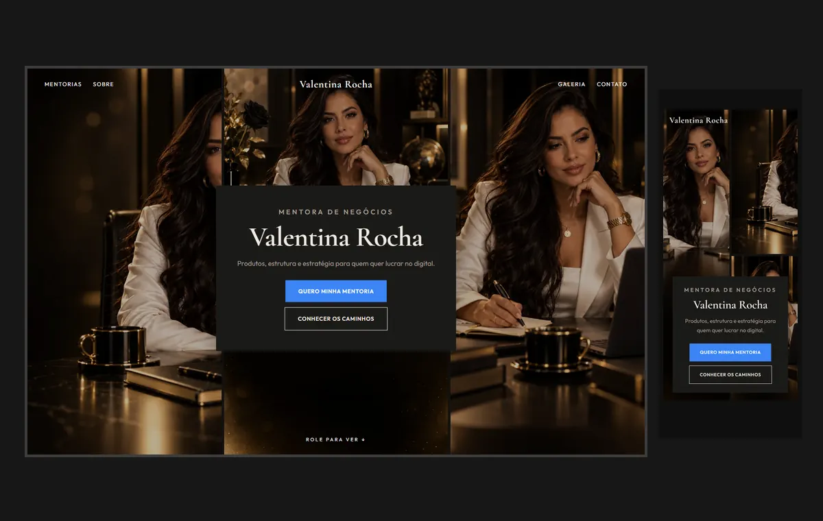 Site de mentoria no modelo Mosaico Carvão