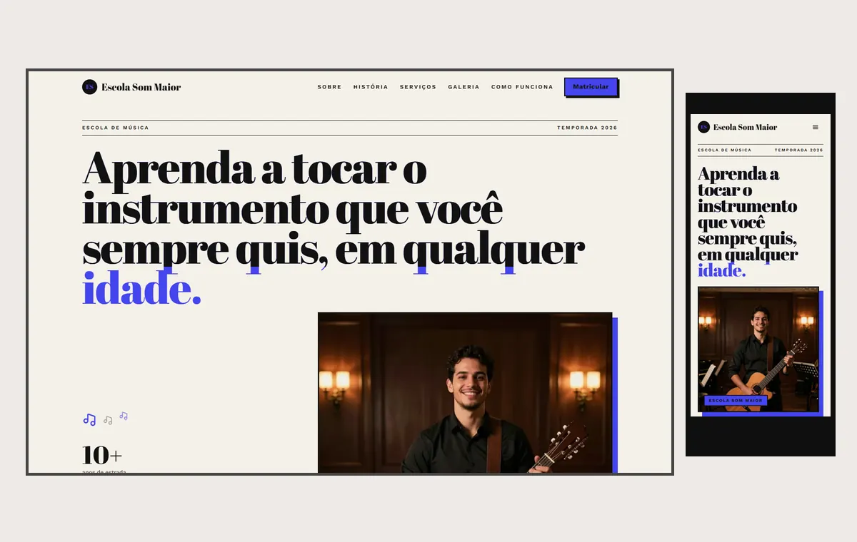 Site de escola de idiomas no modelo Teclas Dia