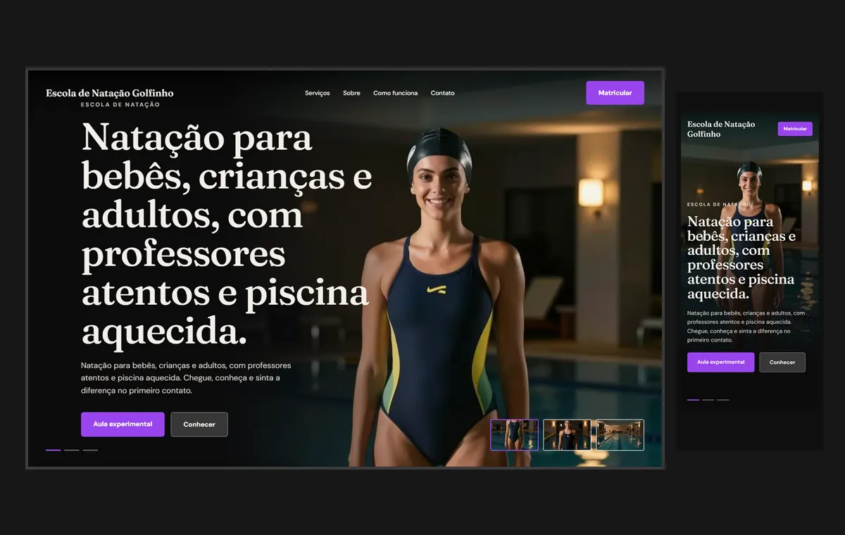 Site de natação no modelo Cinema Noite