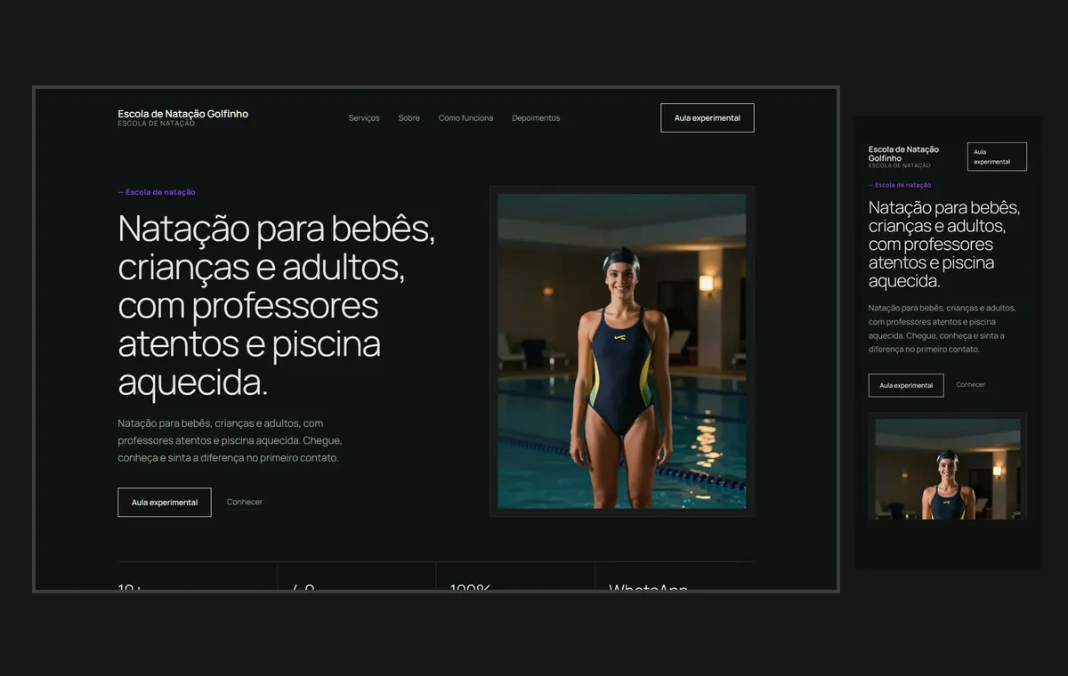 Site de natação no modelo Clean Grafite