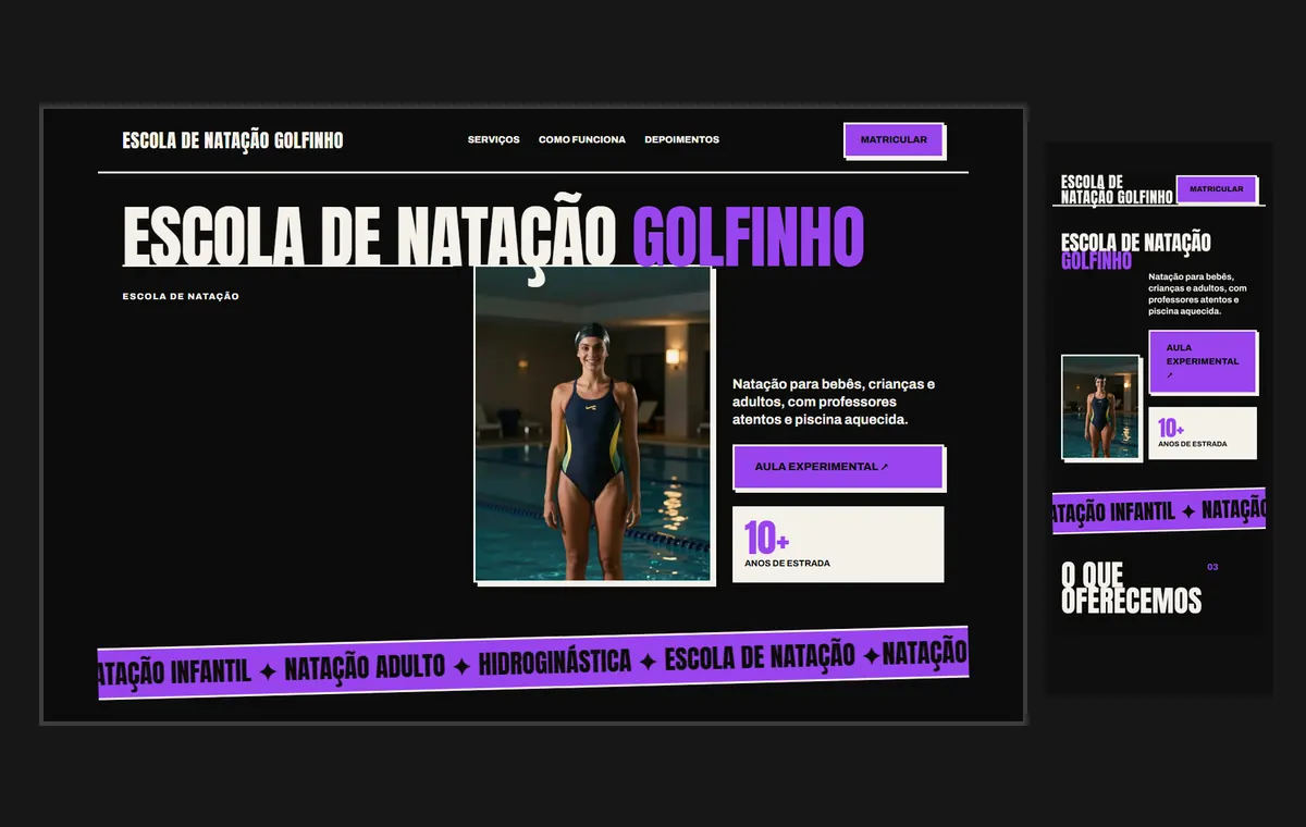 Site de natação no modelo Impacto Eclipse