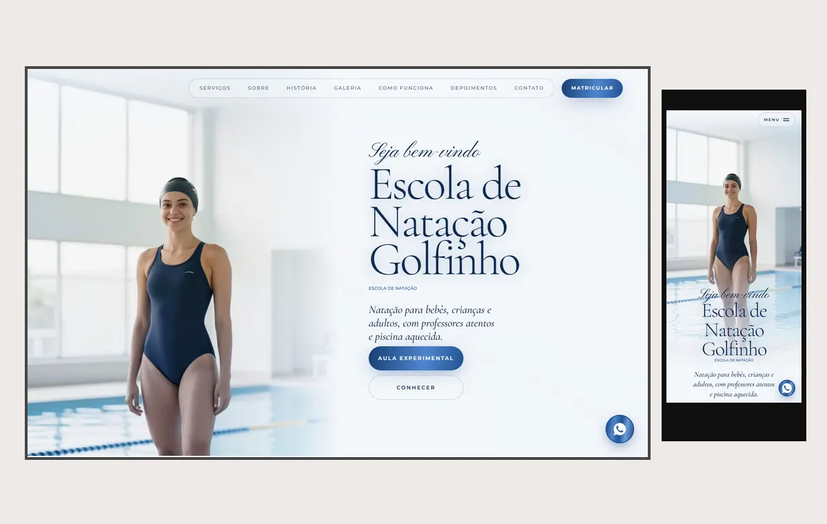 Site de natação no modelo Luxo Dia