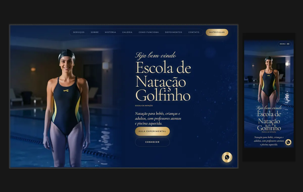 Site de natação no modelo Luxo Noite