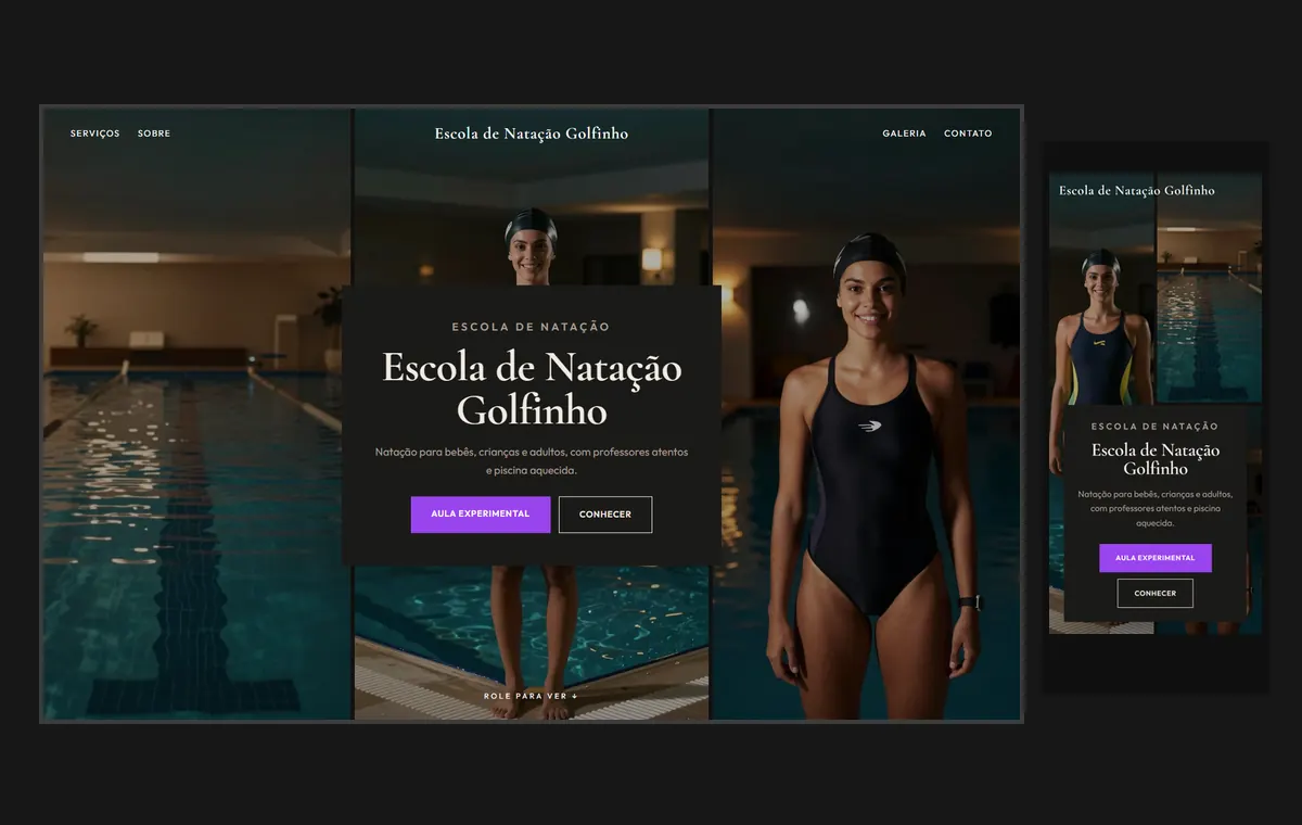 Site de natação no modelo Mosaico Carvão