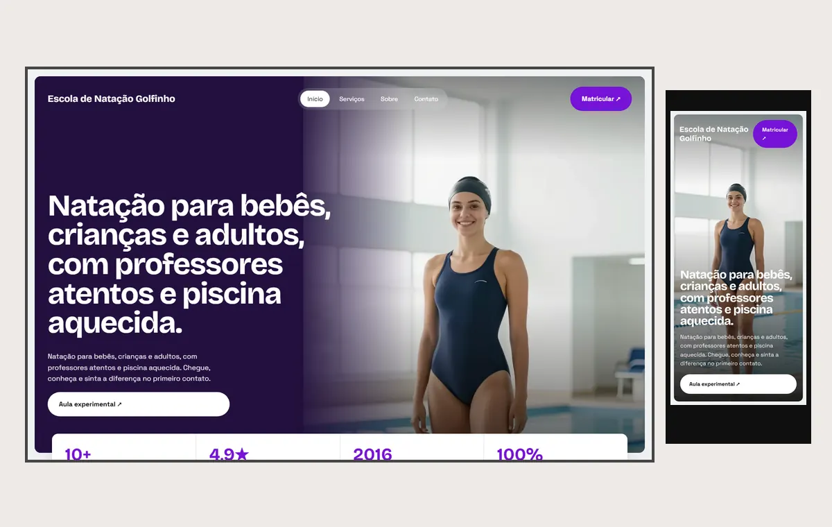 Site de natação no modelo Panorama Céu
