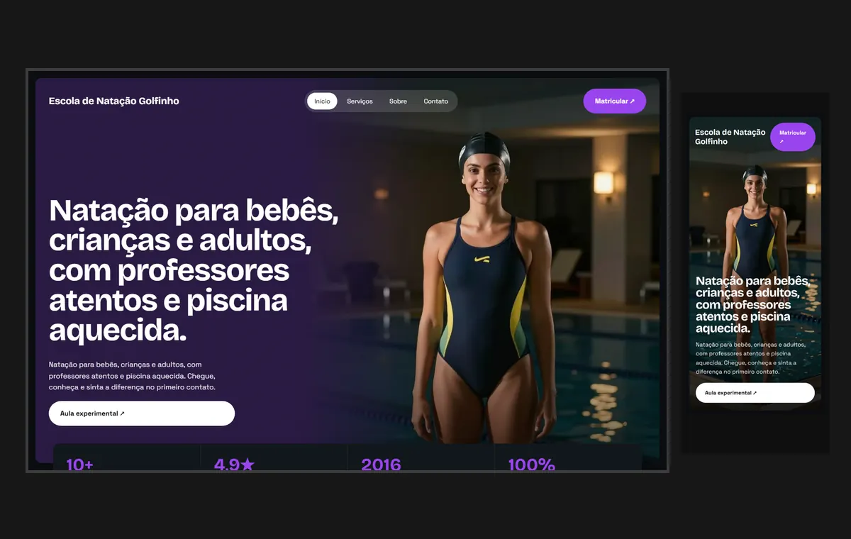 Site de natação no modelo Panorama Lua