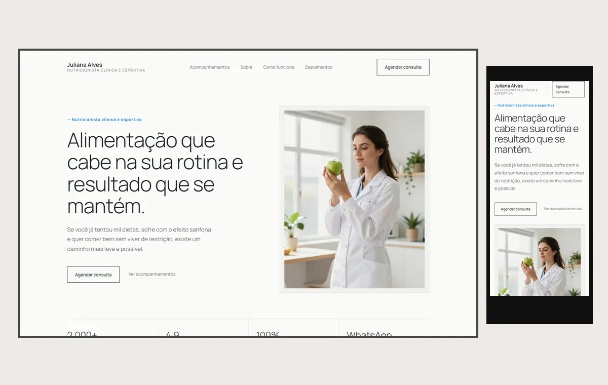 Site de nutrição no modelo Clean Nuvem