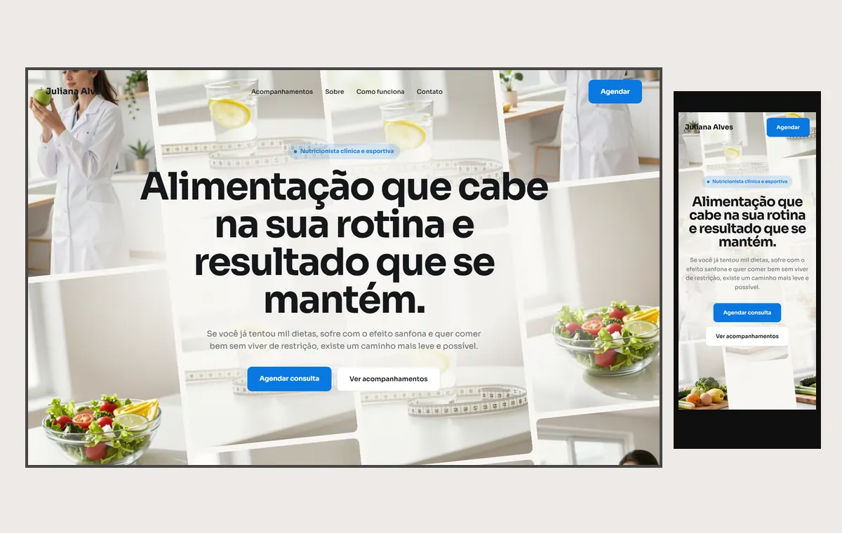 Site de nutrição no modelo Fluxo Brisa
