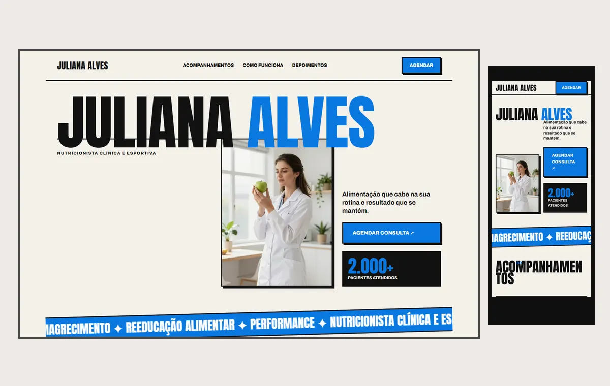 Site de nutrição no modelo Impacto Sol