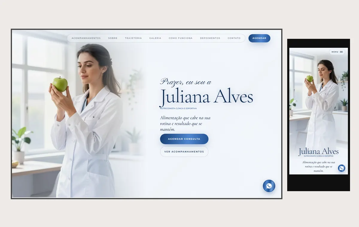 Site de nutrição no modelo Luxo Dia