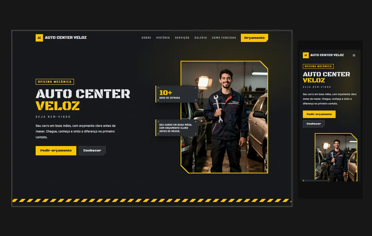 Site de escola de idiomas no modelo Garagem Noite