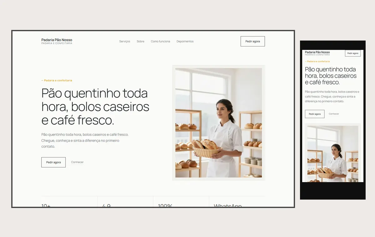 Site de padaria no modelo Clean Nuvem