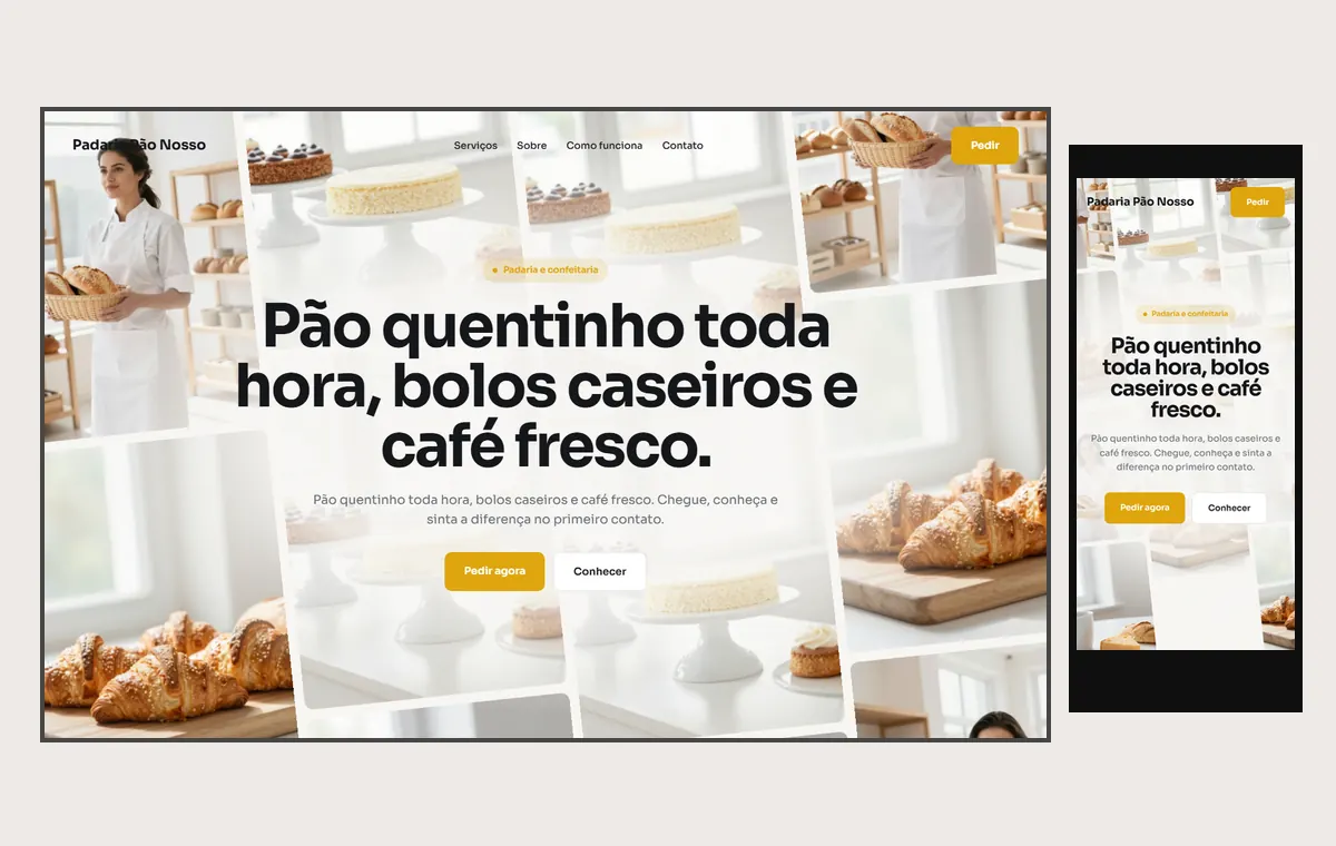 Site de padaria no modelo Fluxo Brisa