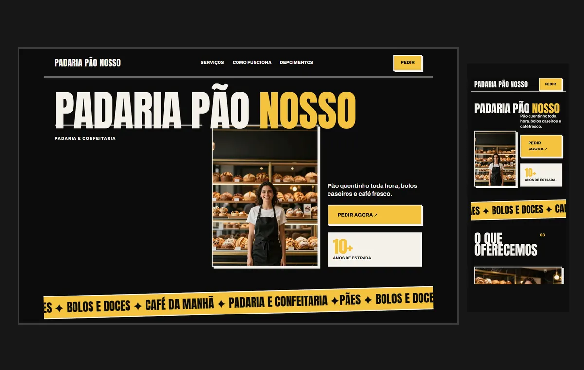 Site de padaria no modelo Impacto Eclipse