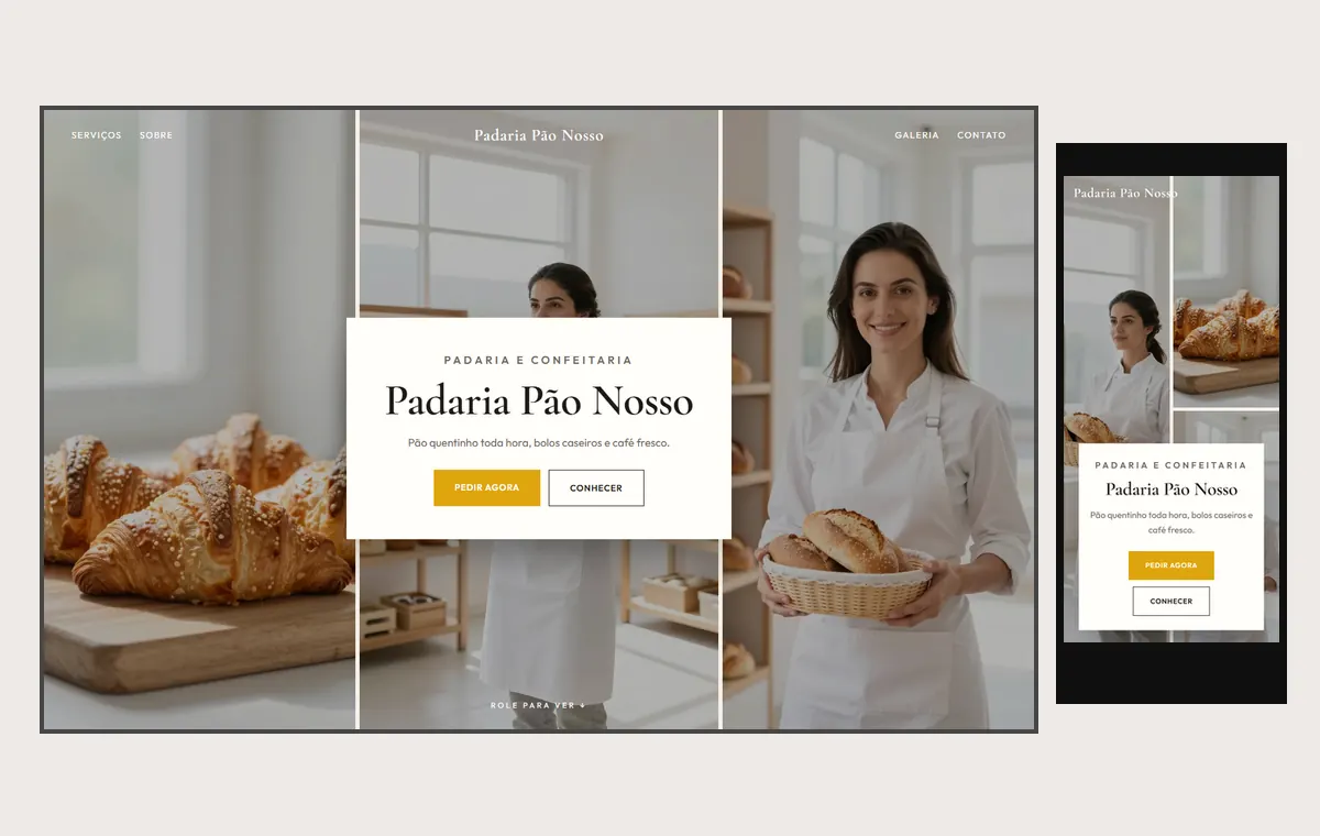 Site de padaria no modelo Mosaico Areia