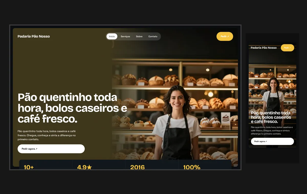 Site de padaria no modelo Panorama Lua
