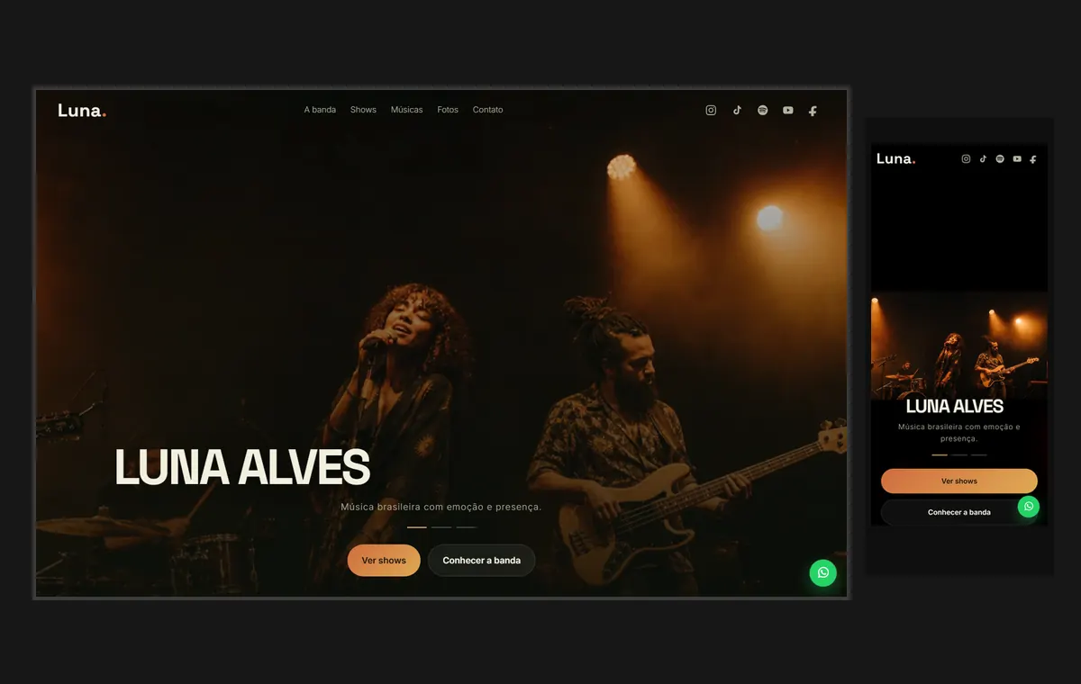 Site de escola de idiomas no modelo Palco Banda