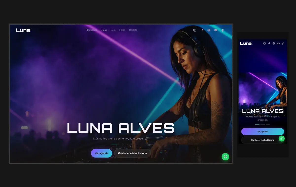 Site de escola de idiomas no modelo Palco DJ
