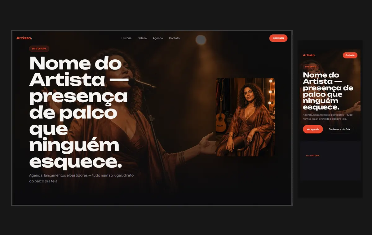 Site de escola de idiomas no modelo Palco Mask
