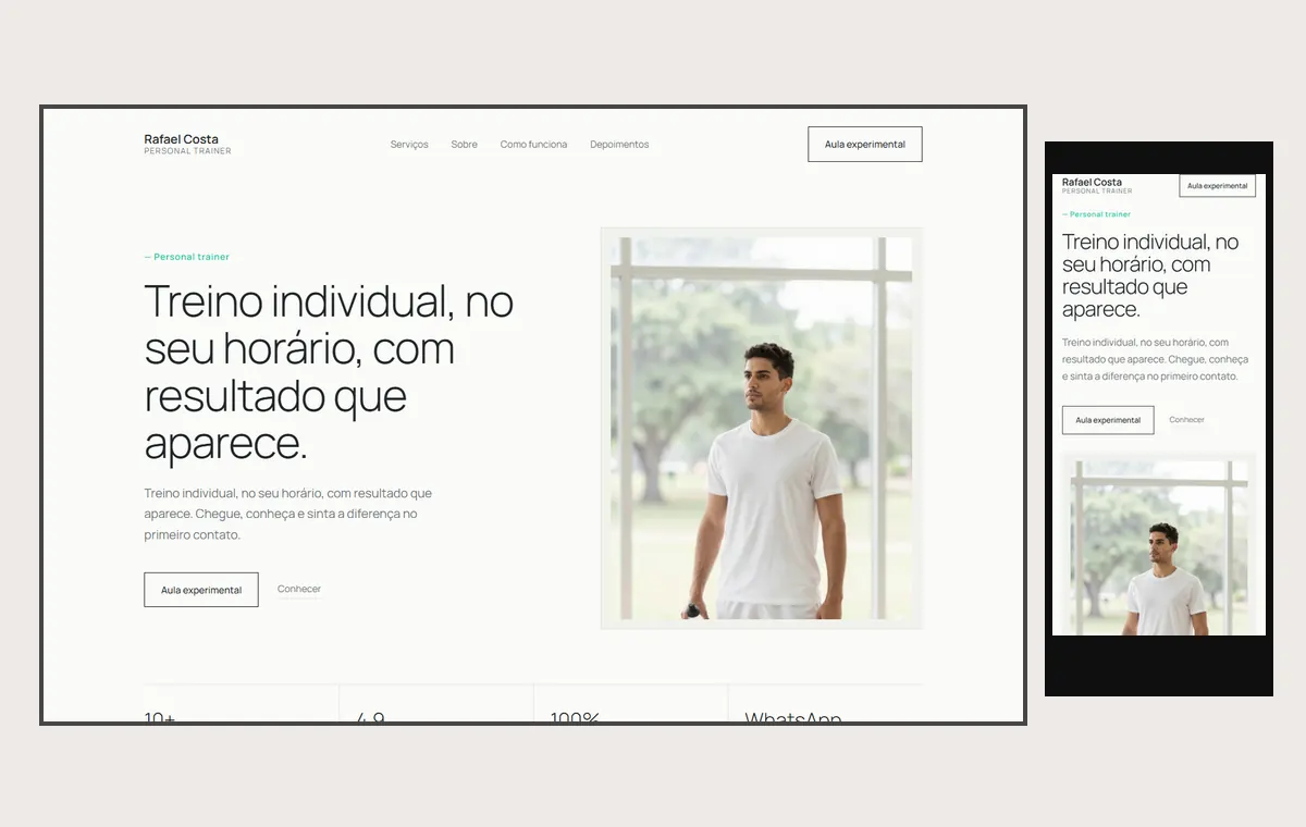 Site de personal trainer no modelo Clean Nuvem