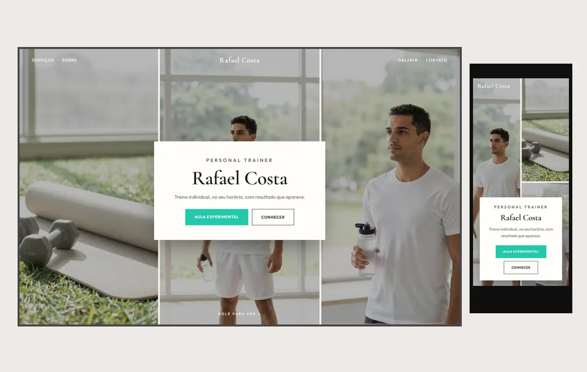 Site de personal trainer no modelo Mosaico Areia