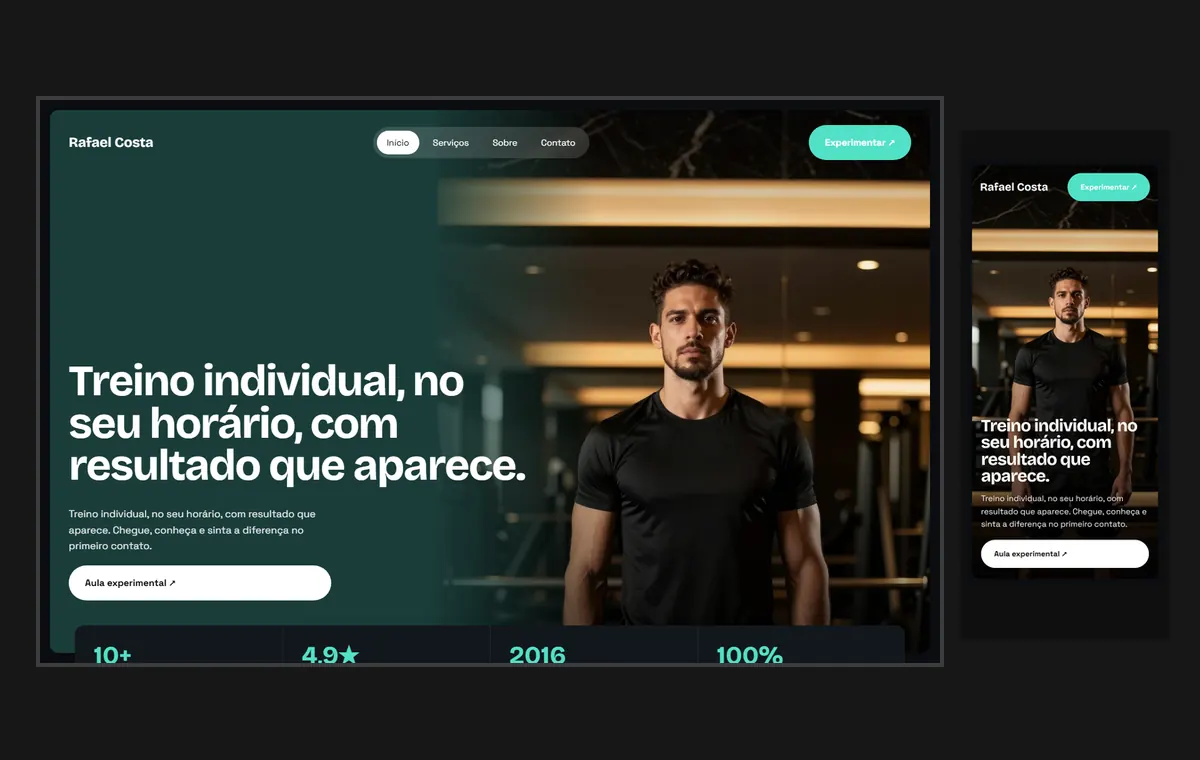 Site de personal trainer no modelo Panorama Lua