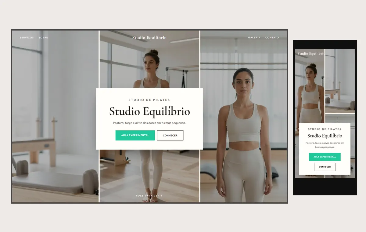 Site de pilates no modelo Mosaico Areia