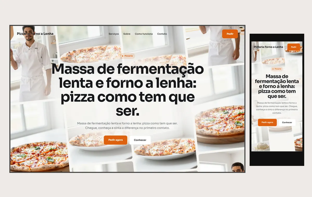 Site de pizzaria no modelo Fluxo Brisa
