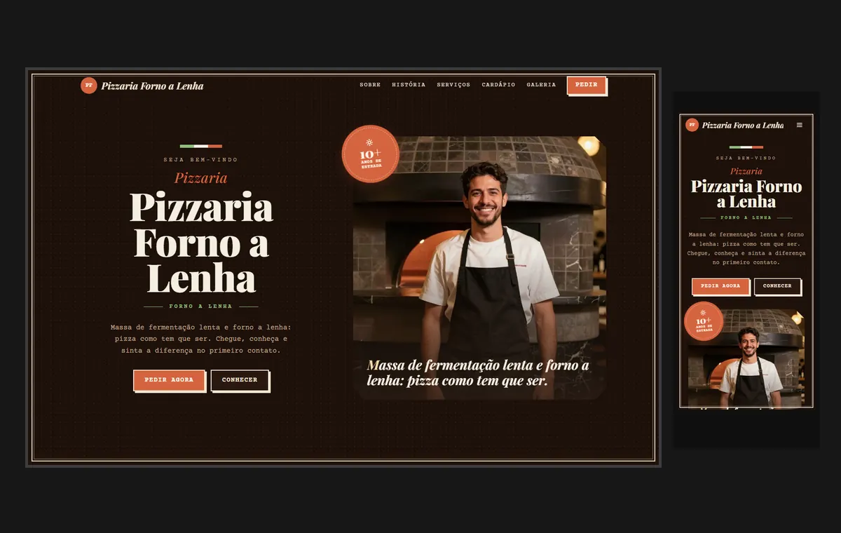 Site de escola de idiomas no modelo Forno Noite