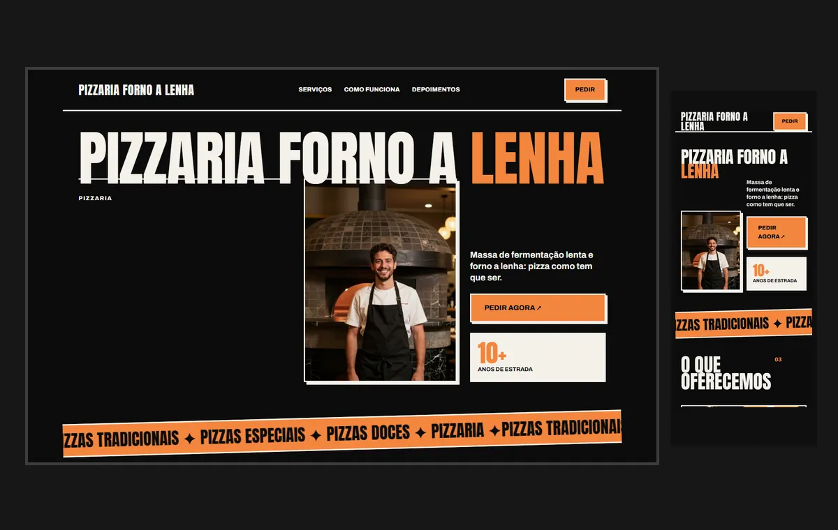 Site de pizzaria no modelo Impacto Eclipse