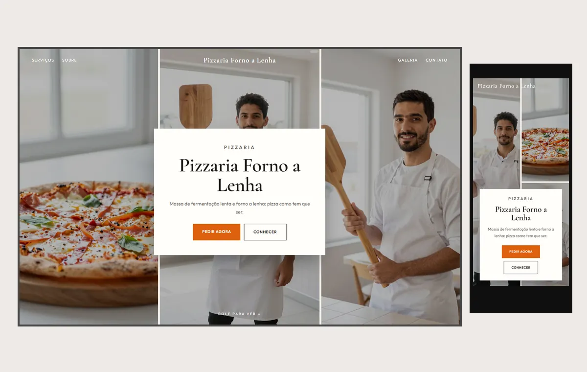 Site de pizzaria no modelo Mosaico Areia