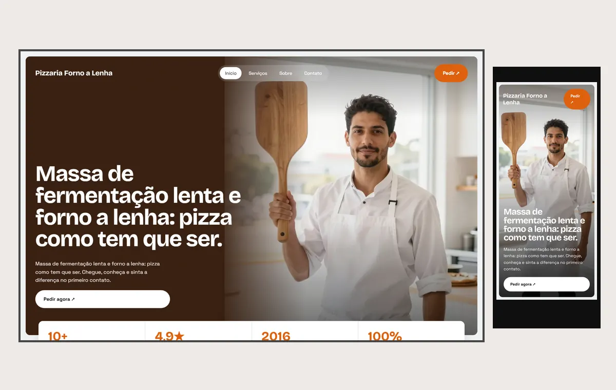 Site de pizzaria no modelo Panorama Céu