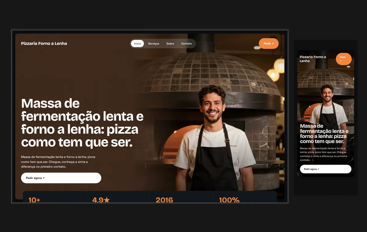 Site de pizzaria no modelo Panorama Lua