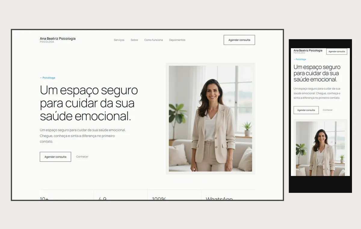 Site de psicólogo(a) no modelo Clean Nuvem