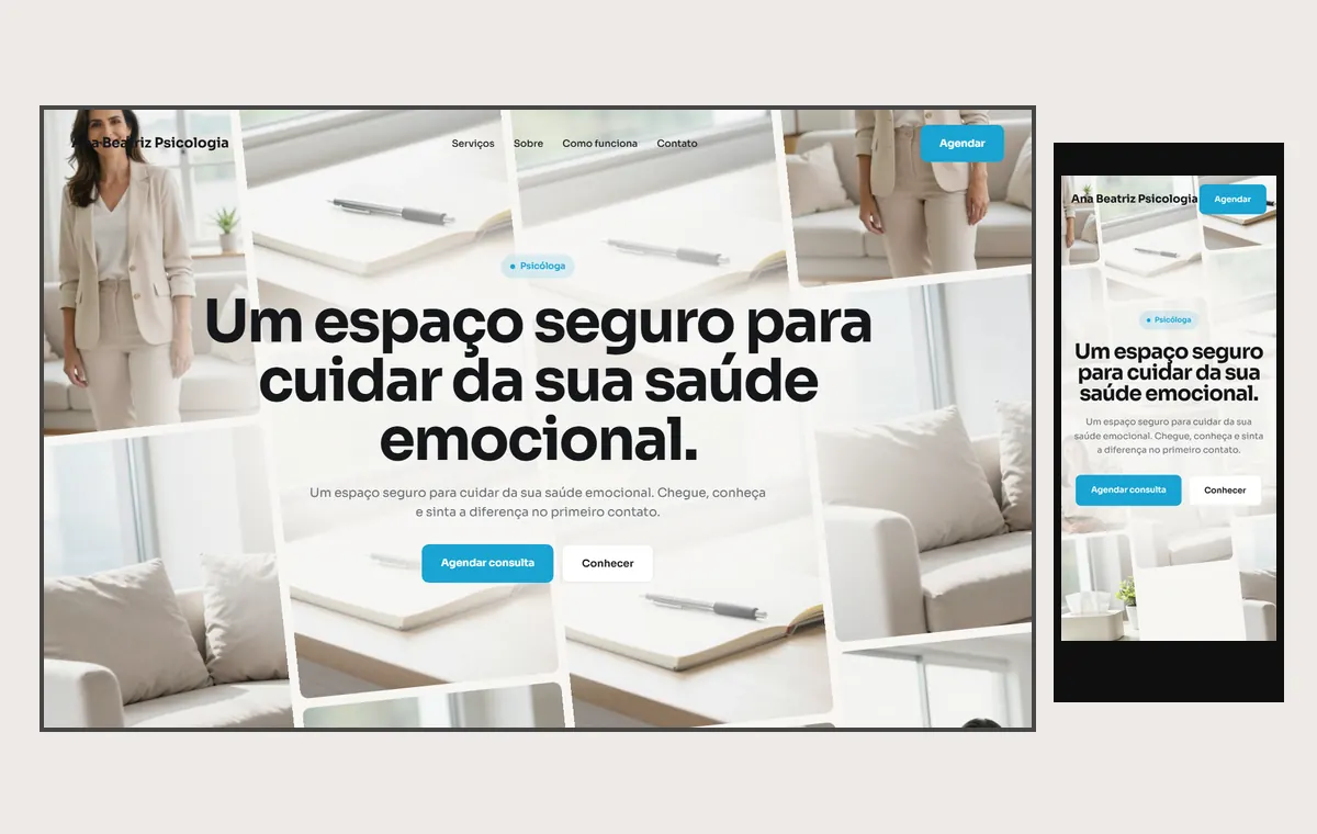 Site de psicólogo(a) no modelo Fluxo Brisa