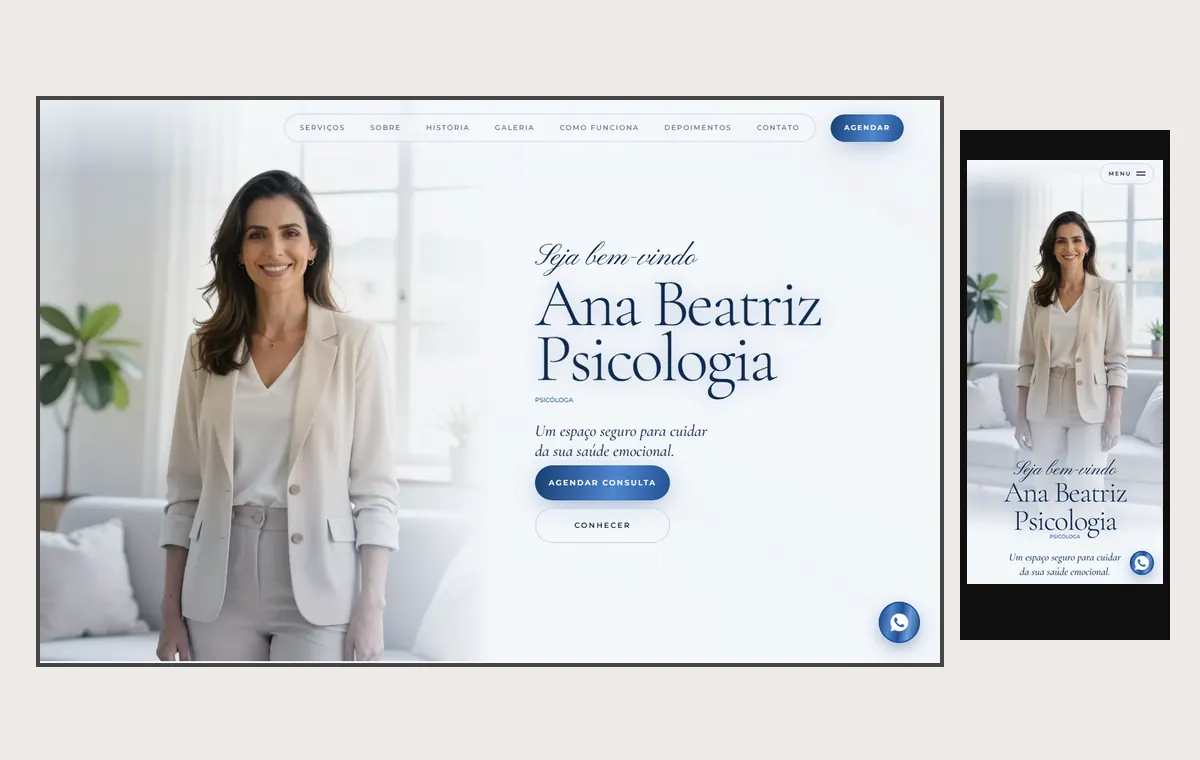 Site de psicólogo(a) no modelo Luxo Dia