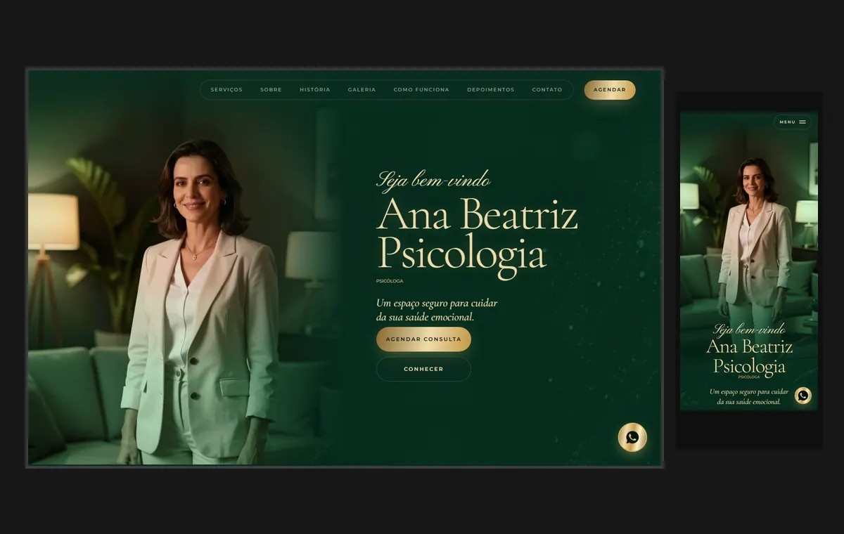 Site de psicólogo(a) no modelo Luxo Noite