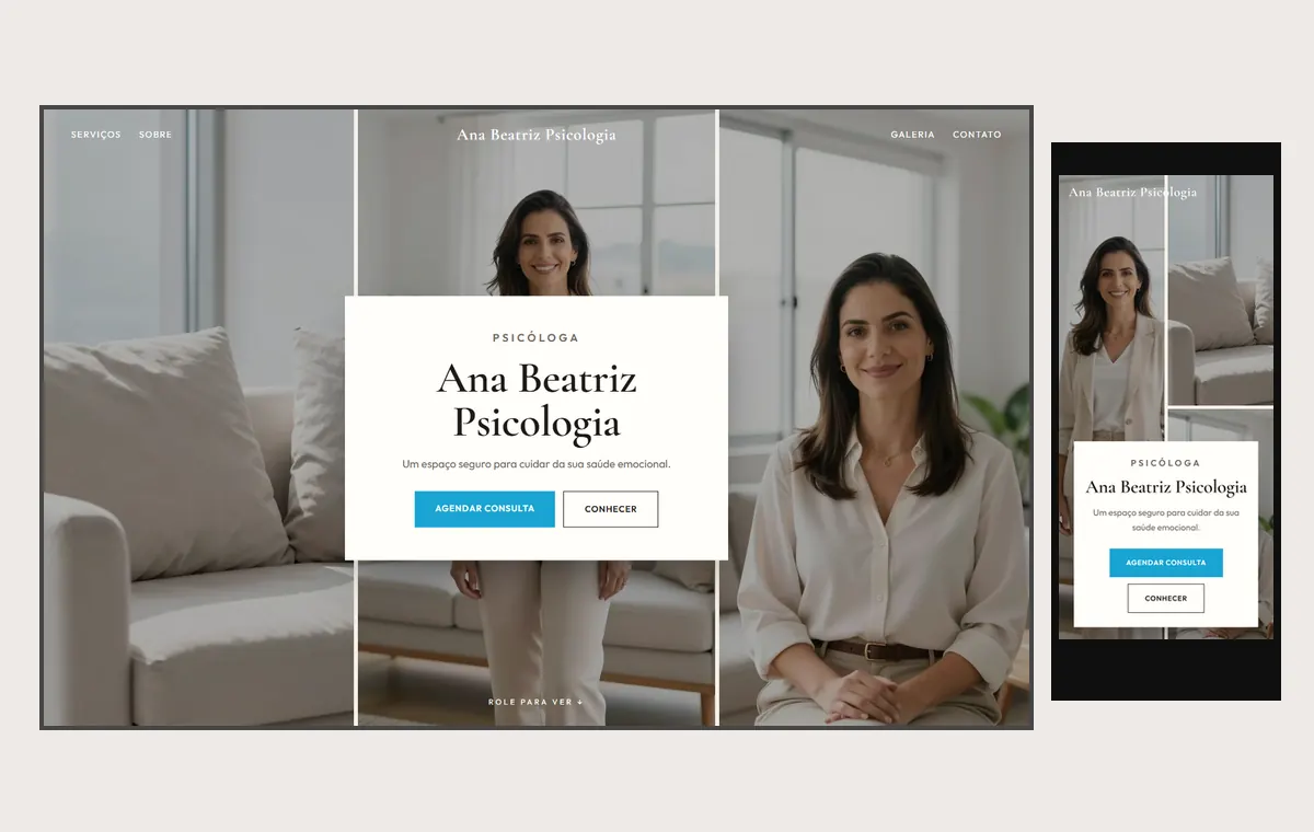 Site de psicólogo(a) no modelo Mosaico Areia