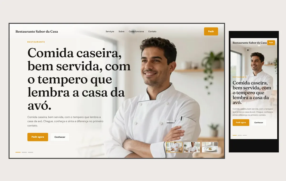 Site de restaurante no modelo Cinema Luz