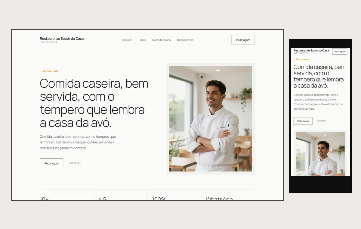 Site de restaurante no modelo Clean Nuvem