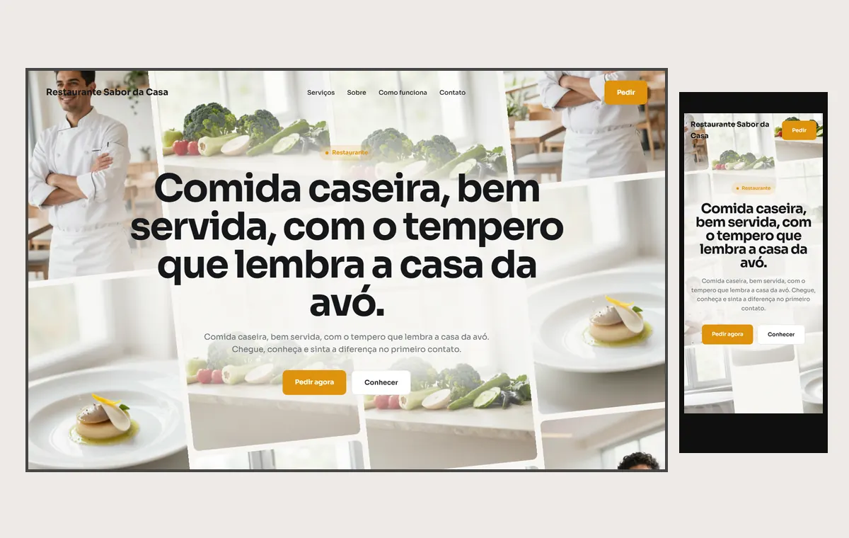 Site de restaurante no modelo Fluxo Brisa