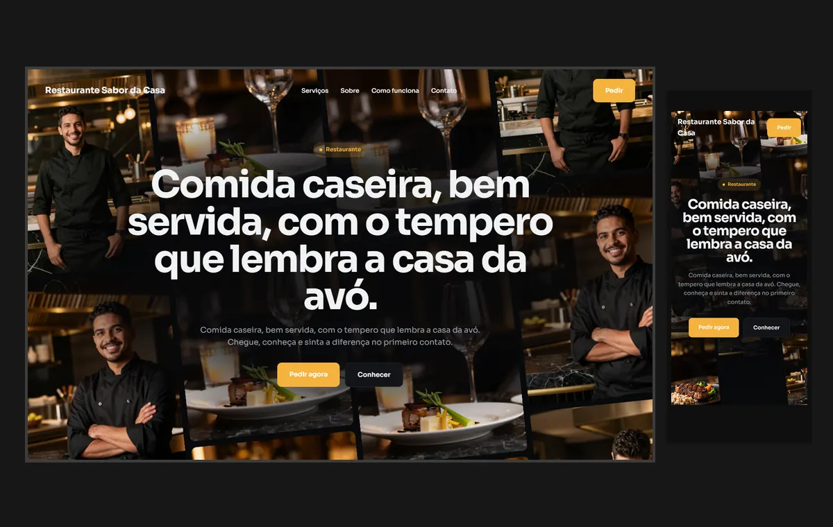 Site de restaurante no modelo Fluxo Noite