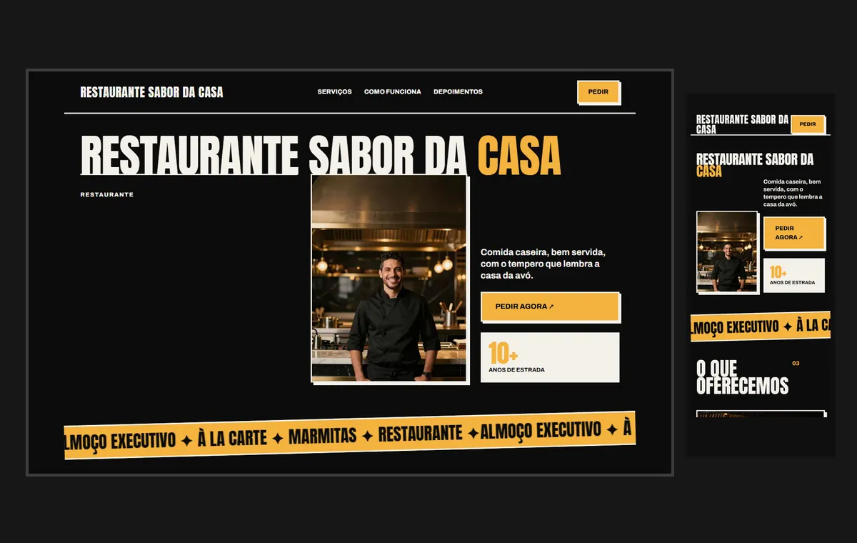Site de restaurante no modelo Impacto Eclipse