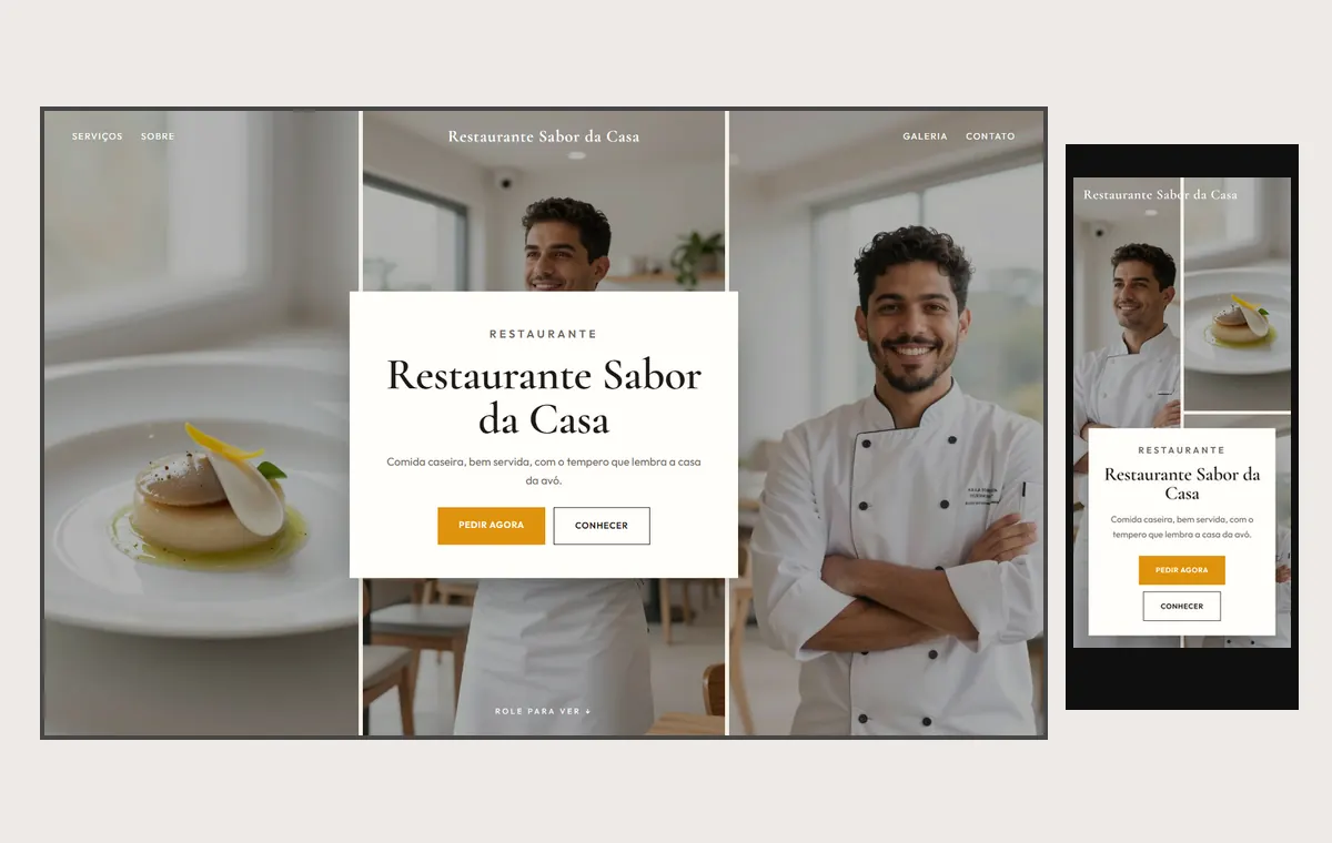 Site de restaurante no modelo Mosaico Areia