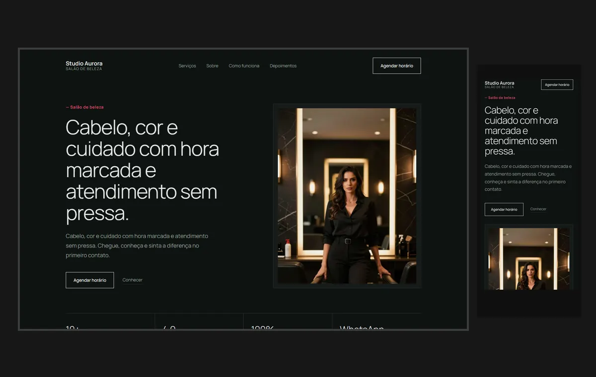 Site de salão de beleza no modelo Clean Grafite