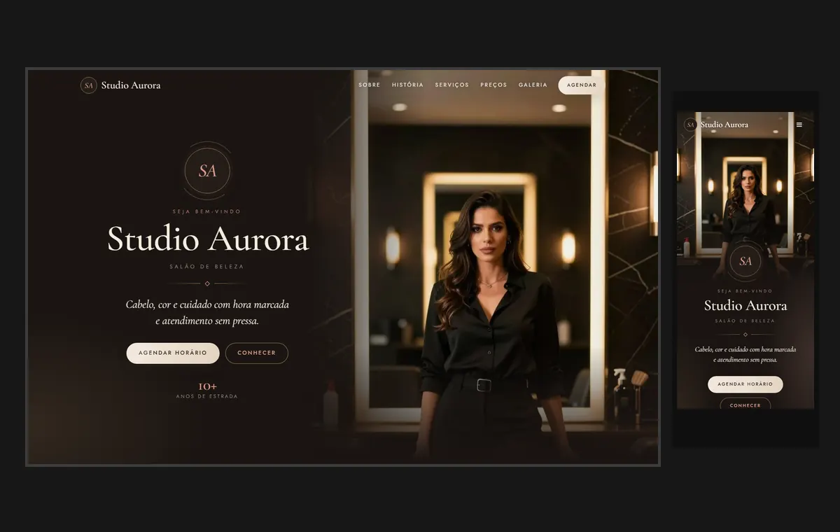 Site de escola de idiomas no modelo Creme Noite