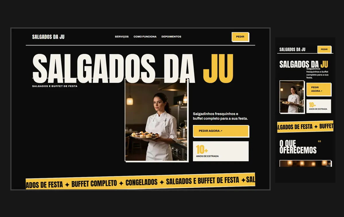 Site de salgados e buffet no modelo Impacto Eclipse