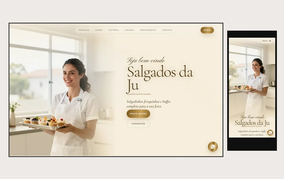 Site de salgados e buffet no modelo Luxo Dia