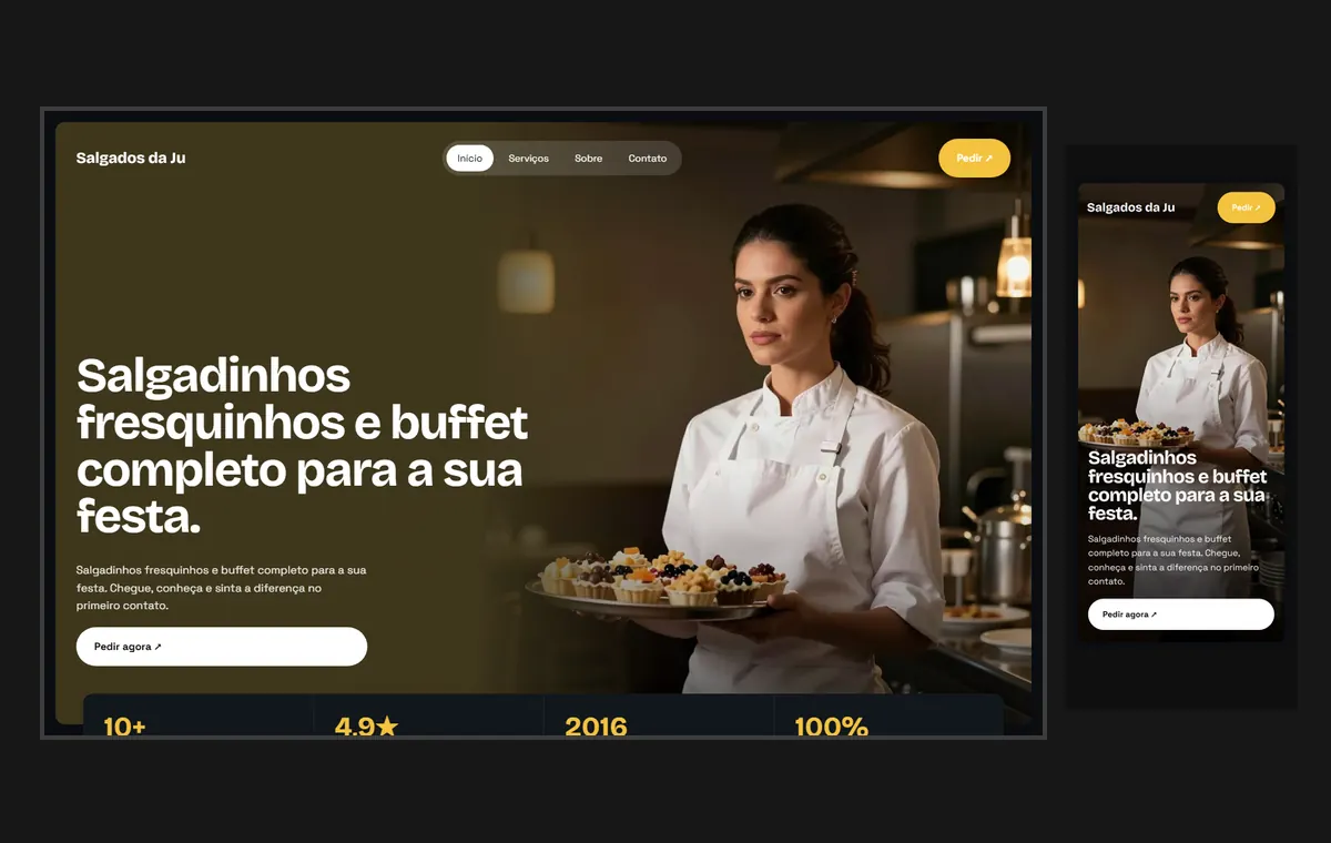 Site de salgados e buffet no modelo Panorama Lua